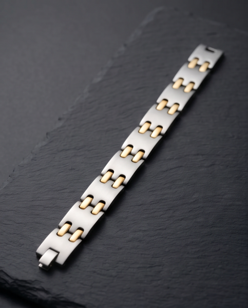 Gliederarmband "Kontrast" Bicolor Gold & Silber