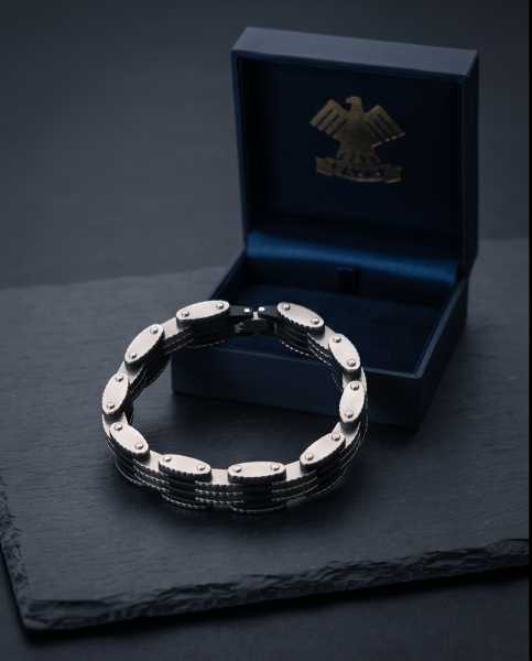 Edelstahl-Armband "Big Industrie" mit PVC-Gliedern