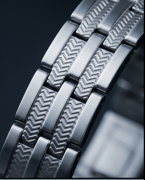 Edelstahl Herren-Armband "Linearis" mit Riffel-Struktur