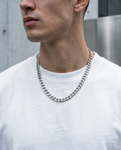 Edelstahl Herren Panzerkette "Ares" Silber