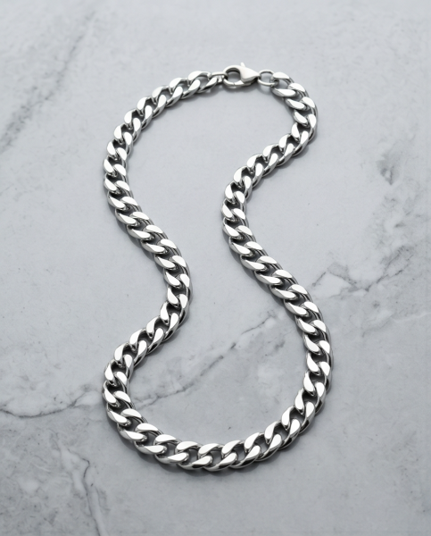 Edelstahl Herren Panzerkette "Ares" Silber