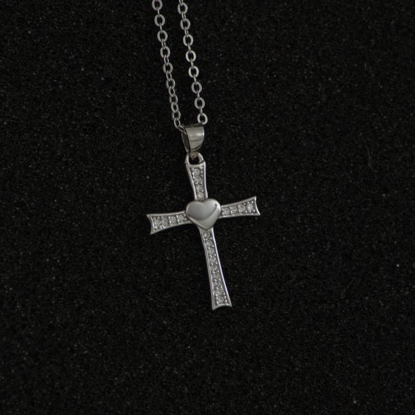 Kreuz Kette mit Herz 925 Silber