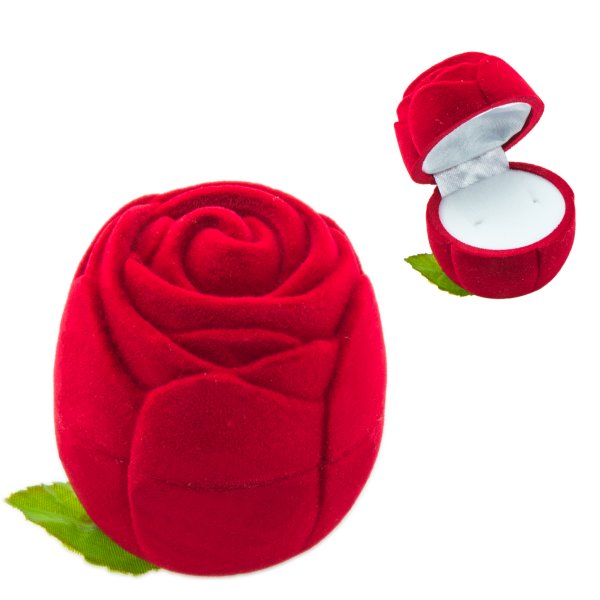 Ringbox Schmuckschatulle mit Reinigungstuch Aufbewahrung und Geschenk zur Hochzeit Valentinstag Verlobung