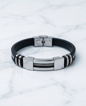 Herren Armband Schwarz & Edelstahl Mesh