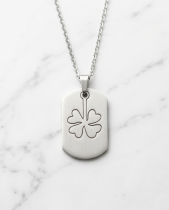 Edelstahl Halskette Dog Tag Kleeblatt