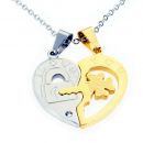 Partner Kette "Herz mit Schlüssel" Edelstahl Gold Silber